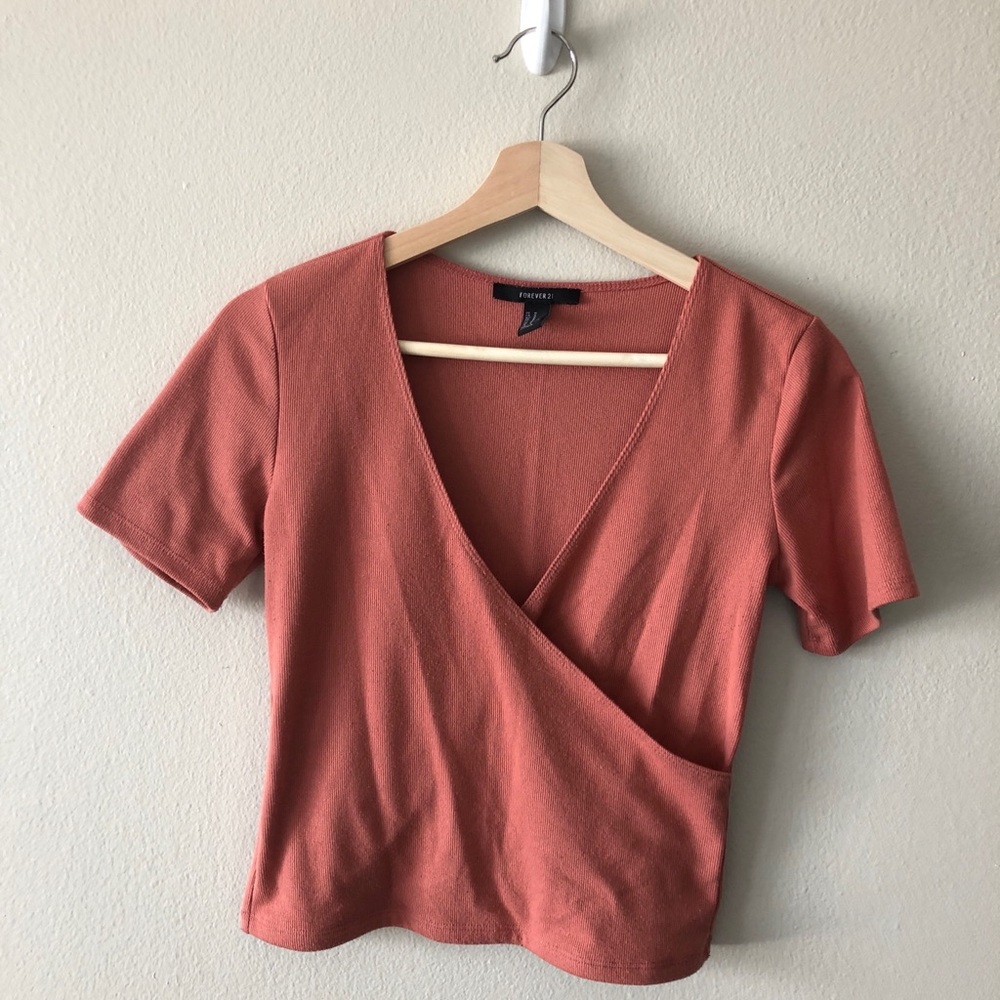 Forever 21 Rose-hued Wrapped Crop Top